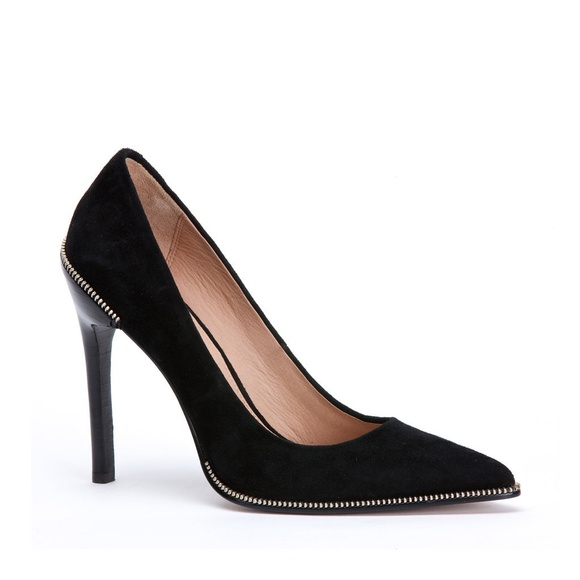 Rachel Zoe Ambrosia Kid Suede Black Heels - Picture 5 of 8